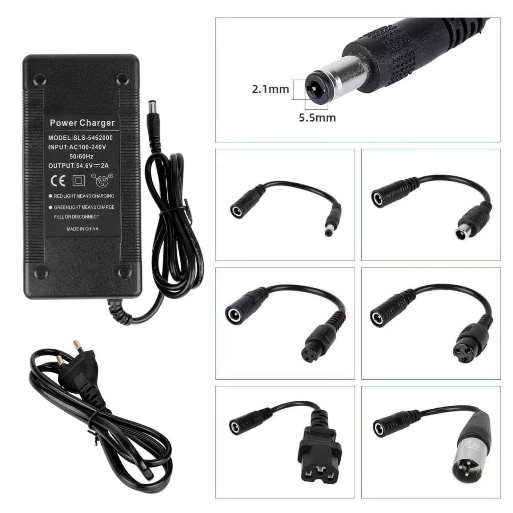 54.6V2A DC2.1 /Töltő 6 db kábellel（EU plug)