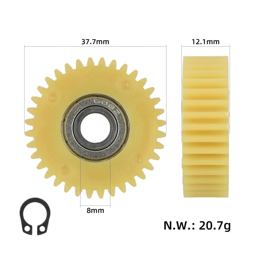 36 fogas nylon fogaskerék 608 csapággyal – 38 mm, elektromos járművekhez