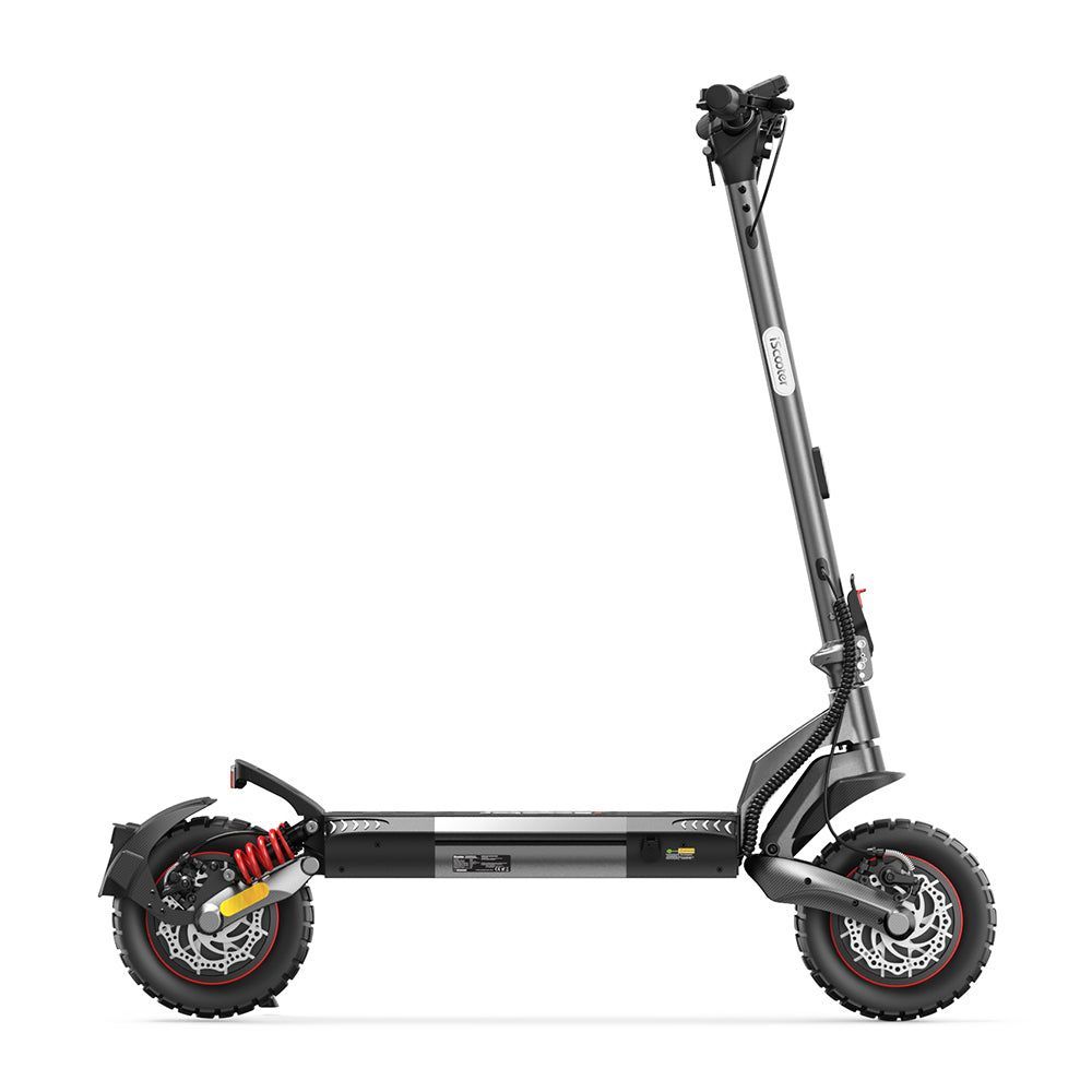 Az iHoverboard iX7Pro oldalnézete, hátsó rugós lengéscsillapítóval