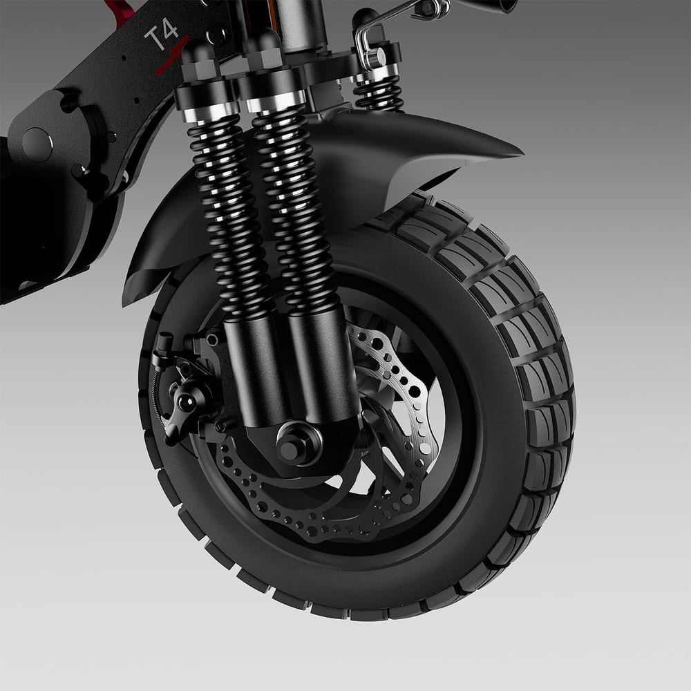 Az iHoverboard T4 első kereke rugós lengéscsillapítóval és terepmintás gumival